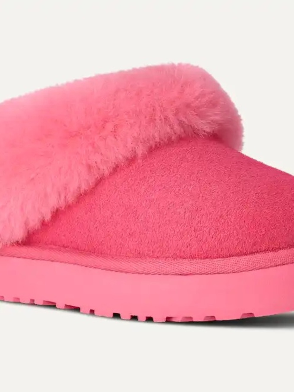 UGG Women's Pink Faux-Fur Slip-On Slippers